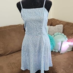 Blue Floral Women's Dress, Medium